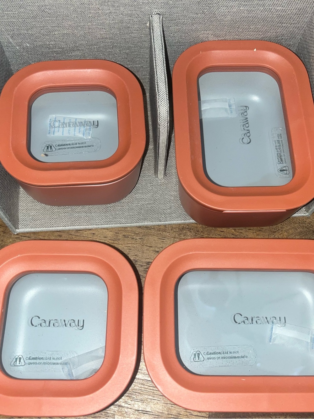 Caraway terracotta Mini Ceramic-Coated Glass Food Storage Set